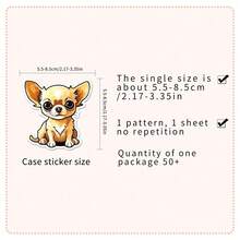 50 piezas de calcomanías impermeables con diseño de perros chihuahua lindos, pegatinas/calcomanías/carteles de mascotas de dibujos animados, calcomanías de bocetos dibujados a mano, calcomanías hechas a mano creativas, calcomanías de moda y amor, para decorar teléfono/computadora portátil/tableta/reloj/monopatín/regalos/motocicleta/refrigerador/autos - Marrón Chocolate - Ver 2