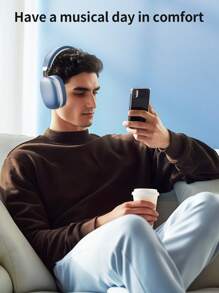 Wireless Over-Ear Bluetoth Headphones With Microphone Foldable & Portable HiFi Stereo Sound Headset With Memory Foam Ear Cups