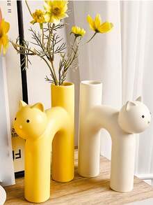 1 件可爱猫形树脂花瓶 - 独特的小猫装饰，适用于家庭和客厅、桌面中心装饰，非常适合万圣节装饰、圣诞节装饰、秋季和夏季家居装饰、房间、墙壁、厨房、卧室装饰，最佳万圣节礼物 - 彩色 - 查看 5