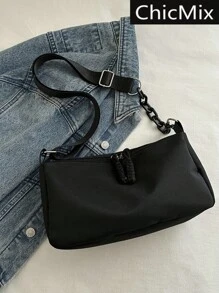 Sac banane minimaliste de grande capacité léger de couleur unie à la mode, convient pour le shopping, les portefeuilles, le shopping, les jeunes femmes, les étudiants universitaires, les nouveaux arrivants, les cols blancs. Ils conviennent très bien aux bureaux, universités, travail, affaires, trajets, extérieur, voyages et sorties - Noir - Voir 1