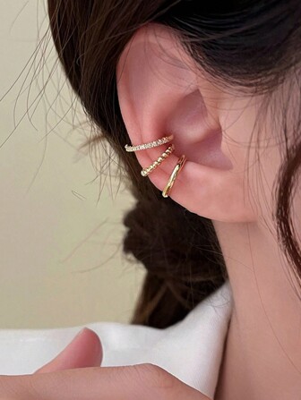 BALMORA 3 piezas de pendientes clip de oreja vintage de plata de ley 925 para mujeres sin perforación y pendientes de diamantes para la vida diaria, cena, fiesta y regalos para niñas