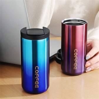 Fashionable Minimalist Coffee Vacuum Insulated Tumbler, Convenient High-Quality Stainless Steel Couples Water Bottle, Gift, Summer Sports Water Cup, For Outdoor, Camping