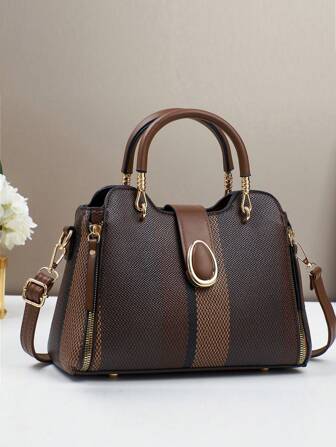 New Fashionable Spliced Ladies Handbag, Casual & Classic Design, Elegant, High-Capacity Shoulder & Crossbody Bag, Best Mother's Day Gifts Ever