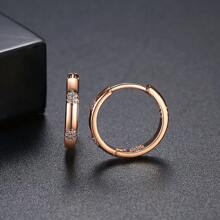 Elegante huggie hoop brincos incrustados zircônia cúbica banhado a ouro 18k jóias delicadas para mulheres meninas presente 1 par