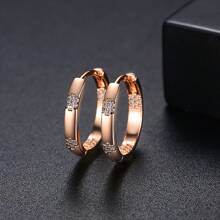 Elegante huggie hoop brincos incrustados zircônia cúbica banhado a ouro 18k jóias delicadas para mulheres meninas presente 1 par