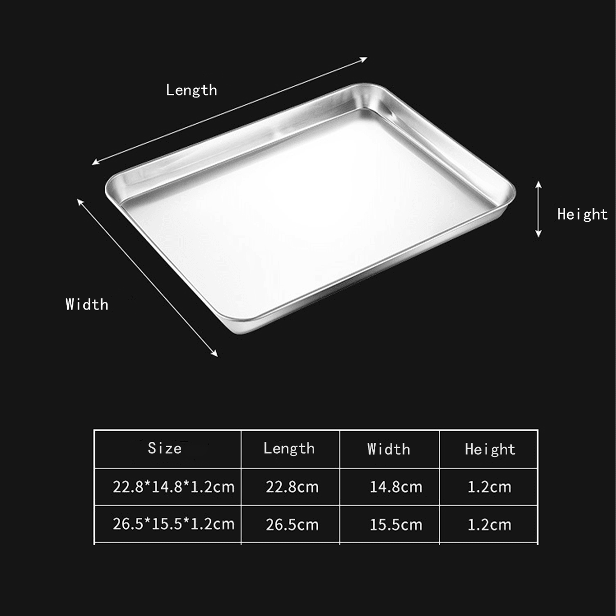 Cake Baking Pastry Storage Trays Stainless Steel Steamed Sausage Dish Rectangle Fruit Plate