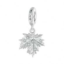 bamoer Colgante de plata de ley 925 Bamoer con hoja de ginkgo amarilla/planta/flor/mariposa de circonia, cuenta de otoño con rosa para ajustar el brazalete de mujer de joyería fina DIY