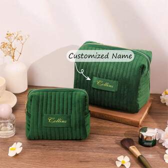 Bolsa de maquillaje personalizada para dama de honor, bolsa de cosméticos de terciopelo personalizada, bolsa de aseo de viaje, regalo de propuesta para dama de honor, regalo del Día de San Valentín, regalo de Navidad, Feliz Navidad