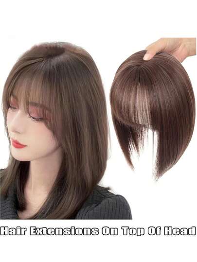 3D 刘海隐形无缝替换片头发遮盖白发自然隐形发夹发片刘海假发片合成假刘海发片适合直发