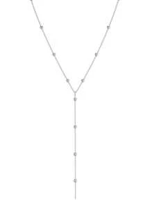 Minimalist Bead Necklace, Geometric Necklace - Single Layer Y Shape Silver - View 3