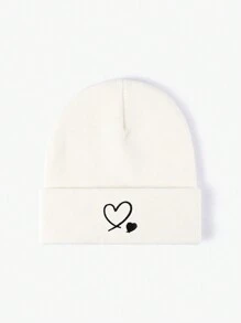 1pc Embroidery Heart Knitted Adjustable Sun Hat For Men, Casual Outdoor Travel Beach Vacation Y2K Style Cap Winter Fall Valentine's Day Valentines - Knitted Hat - View 13