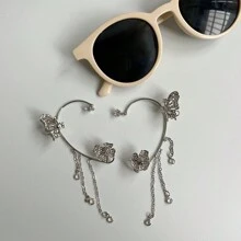 1 Paar Frauen Schmetterling Ohrmanschette Mit Strass Dekor Für Nicht Durchbohrte Ohren