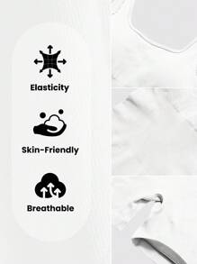 Yefecy Women's Basic Solid Color Ribbed Knit Jumpsuit, Ribbed Solid Color Fashion Sportswear Jumpsuit, High Stretch Yoga Jumpsuit, Spring/Summer Shapewear Jumpsuit - White - View 6