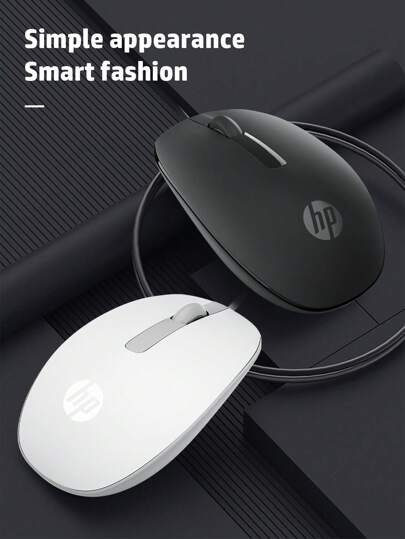  Ratón con cable pequeño HP, ratón de computadora, ratón con cable de escritorio, portátil de oficina, compatible con sistemas operativos Microsoft Windows y Apple iOS