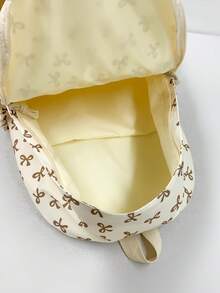 1 件装 回到学校 休闲可爱大容量书包 全身印花蝴蝶结背包 钱包 优质涤纶学校背包 宽敞的多个口袋 带笔记本电脑隔层 书包 拉链包 休闲旅行背包 非常适合毕业生、儿童和女孩/少女 非常适合户外、旅行和学校 - 卡其色 - 查看 5