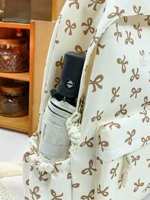 1 件装 回到学校 休闲可爱大容量书包 全身印花蝴蝶结背包 钱包 优质涤纶学校背包 宽敞的多个口袋 带笔记本电脑隔层 书包 拉链包 休闲旅行背包 非常适合毕业生、儿童和女孩/少女 非常适合户外、旅行和学校 - 卡其色 - 查看 11