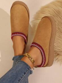 Zapatillas cómodas de invierno para mujer de punta baja para uso en interiores - Camel - Ver 5