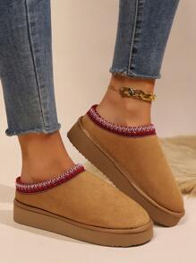 Zapatillas cómodas de invierno para mujer de punta baja para uso en interiores - Camel - Ver 4