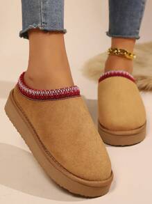 Zapatillas cómodas de invierno para mujer de punta baja para uso en interiores - Camel - Ver 3