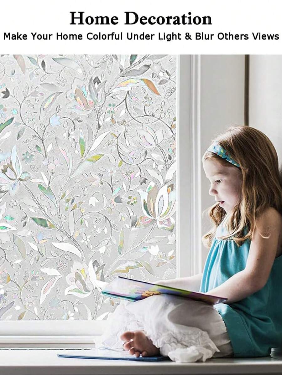 1 Roll Window Privacy Film, Decorative Stained Glass Window Film, Sun
