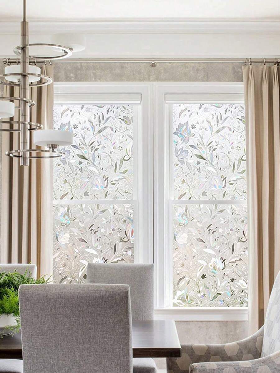 1 Roll Window Privacy Film, Decorative Stained Glass Window Film, Sun