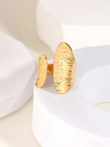 1 chiếc nhẫn mở có thể điều chỉnh quá khổ hợp thời trang, phong cách châu Âu và Mỹ - vết xước vàng - Xem 4