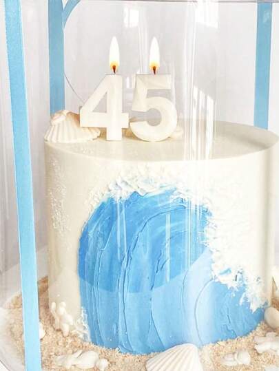 1 件白色贝壳数字 0-9 蜡烛，生日蛋糕装饰