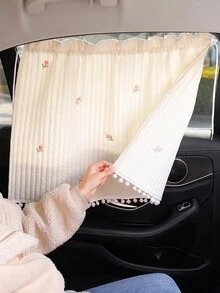 1pc Car Sunshade Side Curtains Cartoon Car Sunscreen Thermal Insulation Sunshade Curtains Cute Suction Cup Car Curtains Sunshade