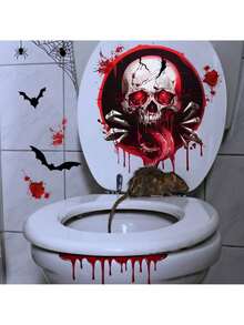 1 件万圣节骷髅和蝙蝠墙贴，可移除自粘防水 PVC 贴花，适用于客厅、卧室、浴室、冰箱、窗户装饰 - 彩色 - 查看 7