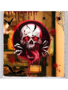 1 件万圣节骷髅和蝙蝠墙贴，可移除自粘防水 PVC 贴花，适用于客厅、卧室、浴室、冰箱、窗户装饰 - 彩色 - 查看 3