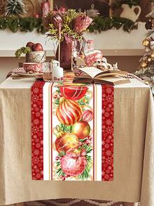 1 tấm khăn trải bàn Giáng sinh có quả cầu Giáng sinh và dây leo, 'Merry Christmas', phong cách đồng quê cổ điển, làm bằng polyester, 35x180cm, đồ trang trí tiệc Giáng sinh mùa đông cho phòng ăn & phòng khách, đồ trang trí bàn trung tâm., Halloween, đồ trang trí Halloween - Nhiều màu - Xem 2