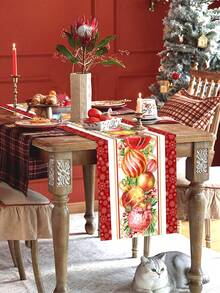1 tấm khăn trải bàn Giáng sinh có quả cầu Giáng sinh và dây leo, 'Merry Christmas', phong cách đồng quê cổ điển, làm bằng polyester, 35x180cm, đồ trang trí tiệc Giáng sinh mùa đông cho phòng ăn & phòng khách, đồ trang trí bàn trung tâm., Halloween, đồ trang trí Halloween - Nhiều màu - Xem 7