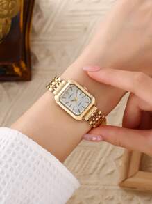 Modischer klassischer 5-Perlen Armbanduhr, quadratische Damen Kleideruhr, Grundlage für Göttinnen