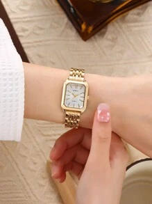 Modischer klassischer 5-Perlen Armbanduhr, quadratische Damen Kleideruhr, Grundlage für Göttinnen