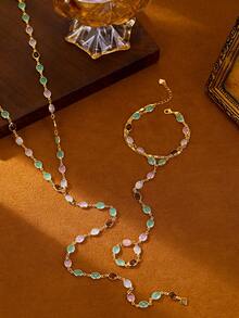 “这款欧美时尚波西米亚风色彩缤纷、性感浪漫的女士长项链采用铜材质制成。它不仅是身体链和手指链，也是一件艺术品。 - 彩色的 - 查看 3