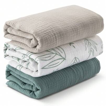 Muslin Swaddle Blankets For Newborn, 3 Pack Breathable Soft Receiving Blanket, Large 38 X 40 Inches Swaddle Wrap Burping Clothes, Essentials Infant Shower Items, Toddler Gift Love Valentine