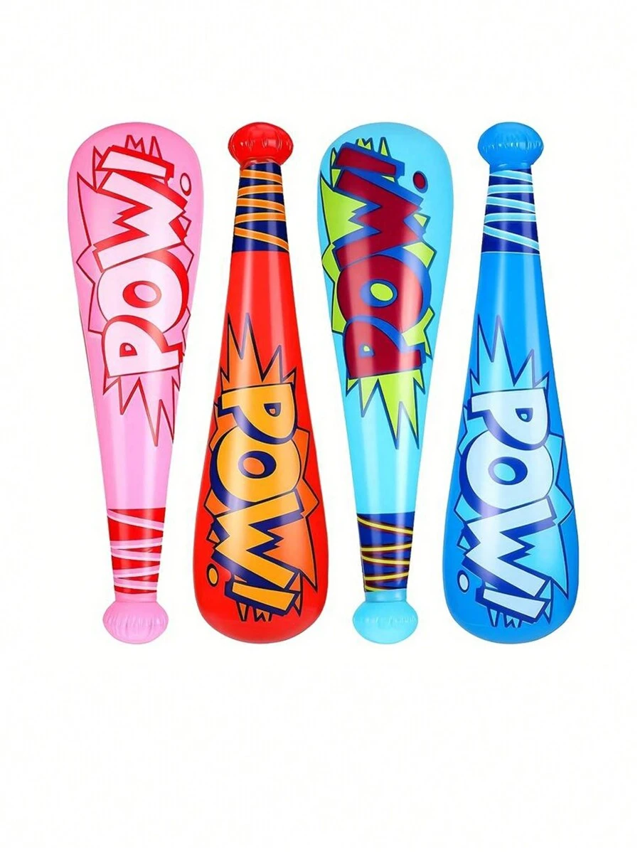 1pc/3pcs/5pcs Pow Inflatable Baseball Bats, Oversized Inflatable Toy Sticks, Carnival Prizes, Goodie Bag Fans Or Superhero Birthday Party Prizes, Baseball Themed Party Supplies Party Supplies,Style Random,Style Color Random - Multicolor - View 1