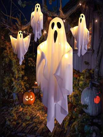 1pc Halloween Ghost LED Light Up Decoration, Spooky Lighting For Holiday Party Halloween Decoration Room Decor Halloween Garden Decor For Gift Fairy Holiday Decor Festival Decor