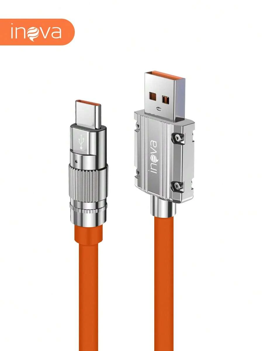 INOVA Carregamento Rápido Cabo Micro-USB, V8, Tipo C, USB-C, 3.4A, Liga de Zinco Cabo De Dados Reforçado Para Samsung Androide Carga Cabo Acessórios Do Telefone, 1M - Laranja - Visão 1