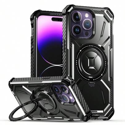 FOGEEK Tablet Case PC+TPU IPhone Case With Front Screen Protector, Four Corners Anti-Drop, Magnetic Car Mount & Stand Support, Wireless Charging Compatible With Apple IPhone Series