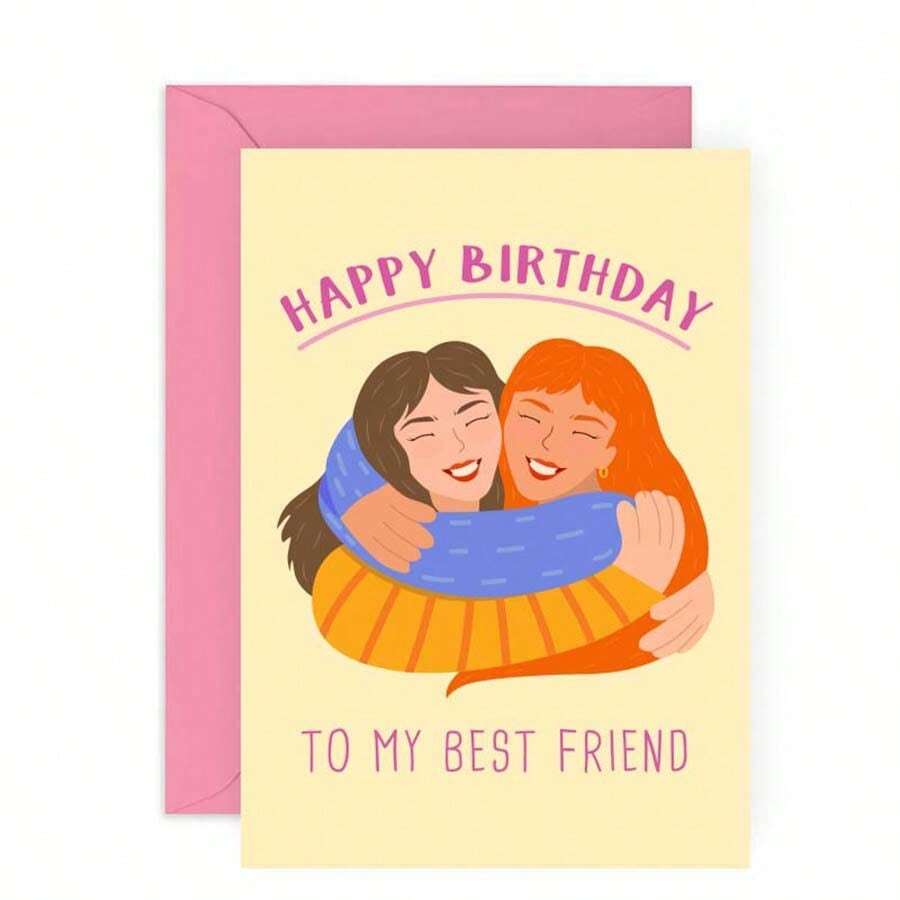 Creative High Quality Greeting Cards Best Friends Ms. Birthday Cards - Happy Birthday Best Friends - Pink - View 1
