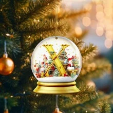 1/26 piezas 26 letras en inglés, bolas de nieve de cristal acrílico decoraciones de muñeco de nieve, adornos navideños, letras decorativas de la A a la Z decoraciones decorativas, carta navideña árbol de Navidad DIY, para decoración navideña y decoración estética de la habitación - Dorado - Ver 7