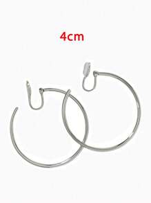 2 件装独特设计可旋转简约金色环状夹式耳环，适合无耳洞的女士 - 圓圈 - 查看 14