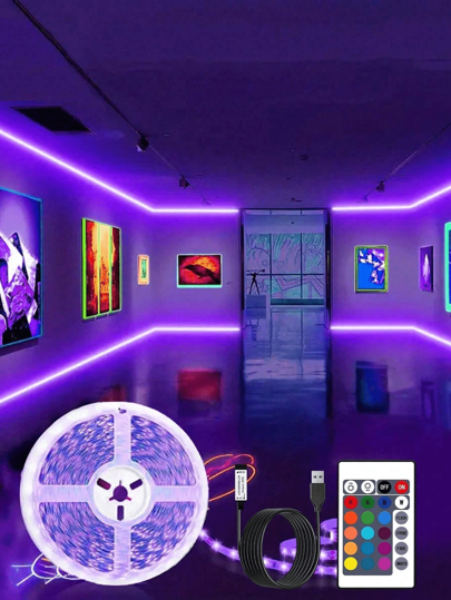 1 قطعة 3.28 قدم / 9.8 قدم / 16.4 قدم / 32.8 قدم / 65.6 قدم شريط إضاءة LED 5050 RGB بتحكم عن بعد 24 مفتاح يغير الألوان، أضواء زخرفية لاحتفالات العطلات والحفلات والغرف والمطبخ والتلفزيون وديكور المنزل