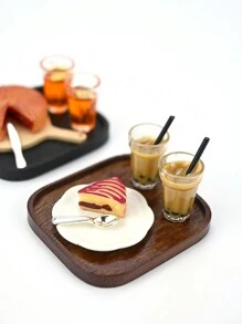 1 pieza 1:12 Pastel de manzana y té de burbujas de miniatura para casa de muñecas, prop de fotografía, decoración de paisaje micro