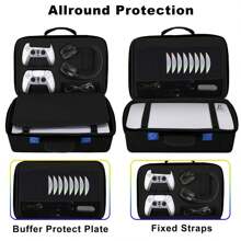 Hard Shell Travel Carrying Case For PS5, Portable Protective Playstation 5 Carry Bag Compatible With Console Controller Disc/Digital Edition, Base, Headset, Game Cards, Accessories Storage (Black) - Black - View 7