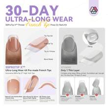 SAVILAND French Gel Nail Kit: Long-Lasting Extra Short Square Press On Nails For Women Thick & Perfect Nude French Gels Tips Chip-Free Sturdy-Fit Solid Nail Glue Gel U V/LED Lamp Nail Supplies - 短方形法式按壓指甲套件 - 查看 4