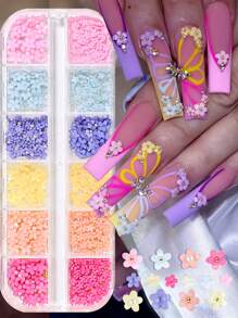 12 món trang trí móng tay hình hoa 3D bằng acrylic phong cách Y2K, hoa nhiều màu sắc với kích thước khác nhau và hạt vàng, phụ kiện trang sức móng tay dễ thương tự làm, đá trang trí móng Kawaii, dụng cụ làm móng nghệ thuật. - Nhiều màu - Xem 2