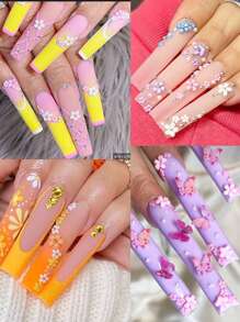 12 món trang trí móng tay hình hoa 3D bằng acrylic phong cách Y2K, hoa nhiều màu sắc với kích thước khác nhau và hạt vàng, phụ kiện trang sức móng tay dễ thương tự làm, đá trang trí móng Kawaii, dụng cụ làm móng nghệ thuật. - Nhiều màu - Xem 4