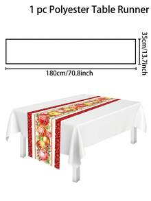 1 tấm khăn trải bàn Giáng sinh có quả cầu Giáng sinh và dây leo, 'Merry Christmas', phong cách đồng quê cổ điển, làm bằng polyester, 35x180cm, đồ trang trí tiệc Giáng sinh mùa đông cho phòng ăn & phòng khách, đồ trang trí bàn trung tâm., Halloween, đồ trang trí Halloween - Nhiều màu - Xem 3